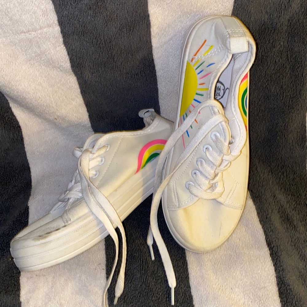 CANVAS SNEAKERS rainbow sunshine sz 6 young womens